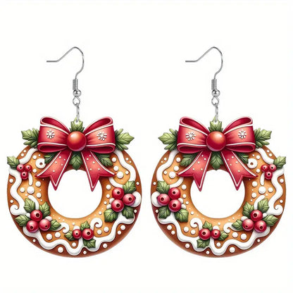 Christmas Cookie Wreath Acrylic Earrings