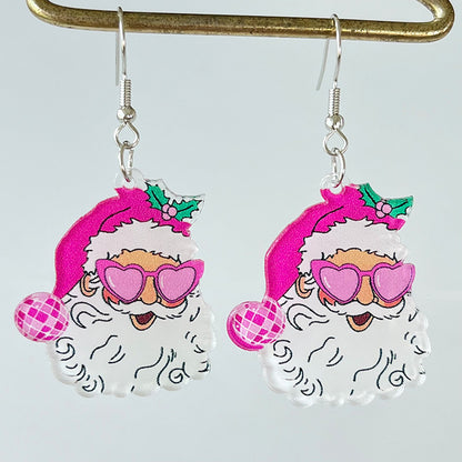 Acrylic Earrings Christmas Cute Cartoon Christmas Santa Claus Tree Football Lightning Earrings Jewellery