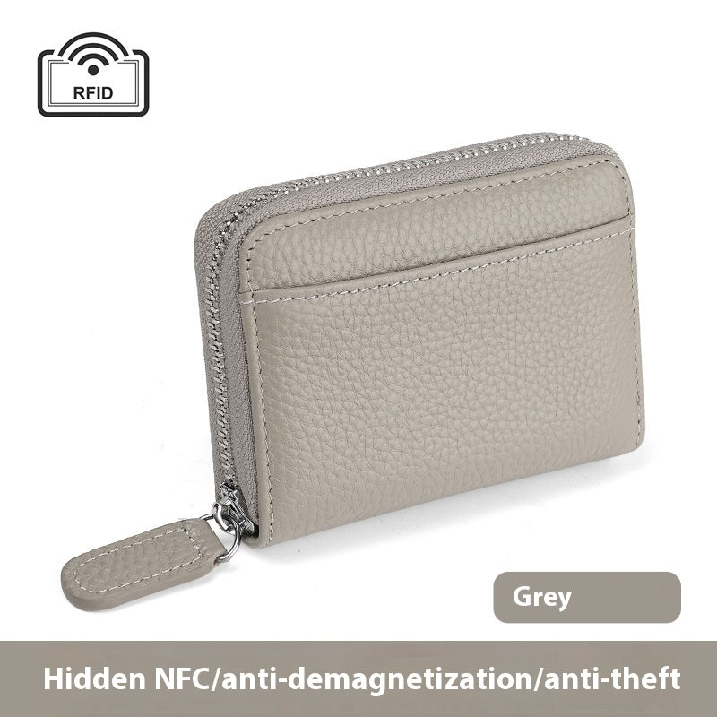 RFID Leather Wallet with Zipper & Coin Pocket