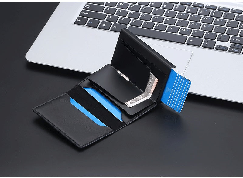 Crazy Horse Leather Anti-Degaussing Card Holder for Men