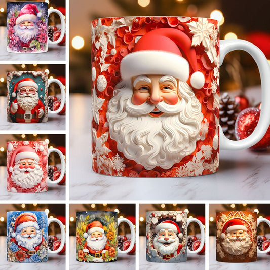 Creative 3D Christmas Ceramic Mug Unique Space Design Snowman Santa Coffee Cup Tea Milk Mug Christmas