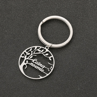 Custom Name Tree of Life Stainless Steel Keychain