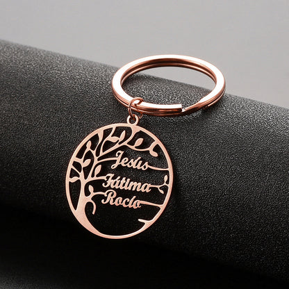 Custom Name Tree of Life Stainless Steel Keychain