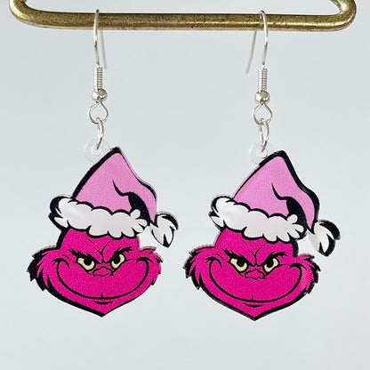 Acrylic Earrings Christmas Cute Cartoon Christmas Santa Claus Tree Football Lightning Earrings Jewellery