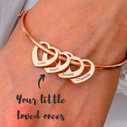 Peach Heart Name Engraved Titanium Bracelet